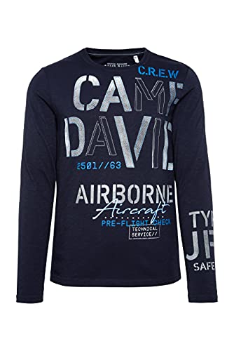 Camp David Herren Langarmshirt mit Logo-Applikationen Blue Navy M von Camp David