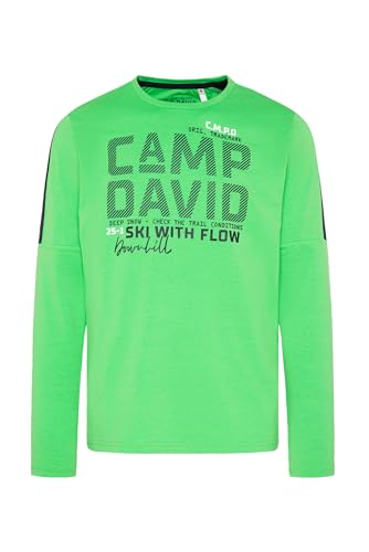 Camp David Herren Langarmshirt mit Schulter-Artwork Electric Green S von Camp David