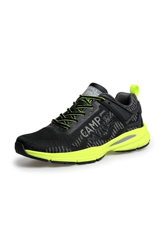 Camp David Herren Leichter Sneaker im Knit-Design mit Logo Artwork Neon Lime, 41 von Camp David
