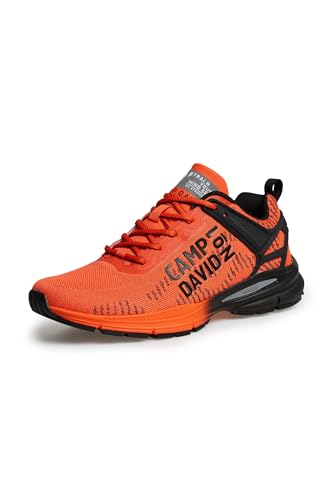 Camp David Herren Leichter Sneaker im Knit-Design mit Logo Artwork Signal Orange, 42 von Camp David