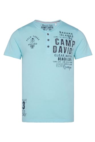 Camp David Herren Leichtes Henley-Shirt mit Label Prints Cool Mint XL von Camp David