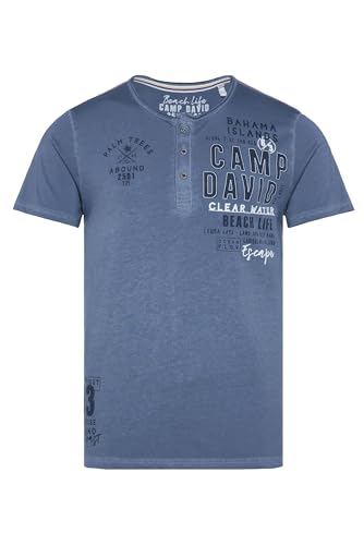 Camp David Herren Leichtes Henley-Shirt mit Label Prints Surf Grey M von Camp David