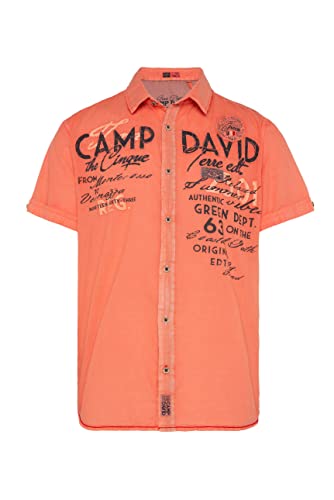 Camp David Herren Leichtes Kurzarmhemd mit Logo-Artworks von Camp David