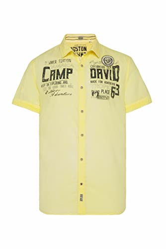 Camp David Herren Leichtes Kurzarmhemd mit Logo Print von Camp David