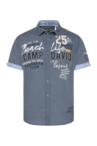 Camp David Herren Leichtes Sommerhemd mit Logo Artworks Surf Grey L von Camp David
