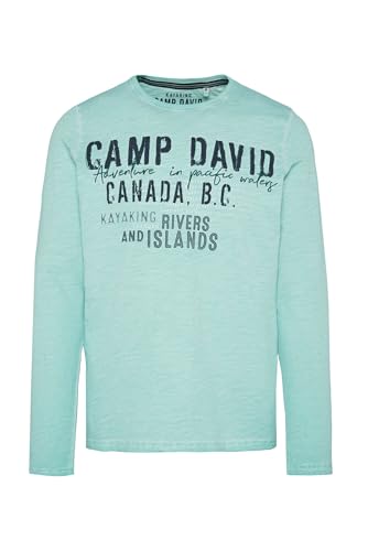 Camp David Herren Longsleeve Oil Dyed mit Artwork Cool Jade, S von Camp David