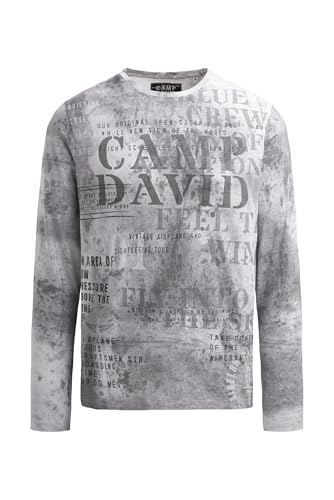 Camp David Herren Longsleeve mit All Over Print Storm Grey, L von Camp David