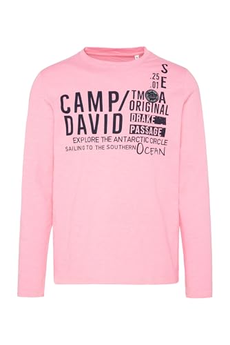 Camp David Herren Longsleeve mit Logo Print und Patch Faded Pink XXL von Camp David