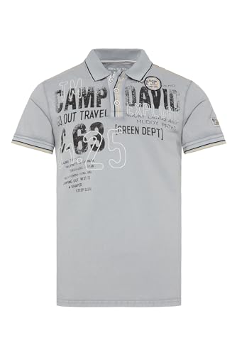 Camp David Herren Pikee-Polo im Vintage Look Polo Grey L von Camp David