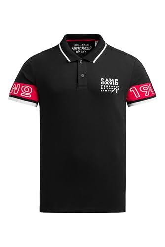 Camp David Herren Pikee-Polo mit Colour-Blocking Black, 4XL von Camp David