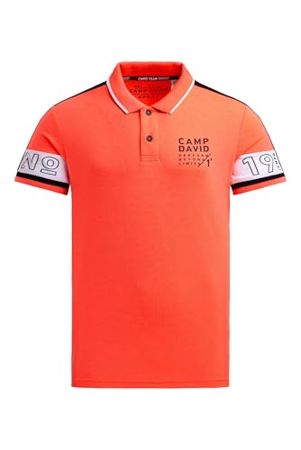 Camp David Herren Pikee-Polo mit Colour-Blocking Neon Fire, 4XL von Camp David
