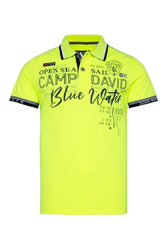 Camp David Herren Pikee-Polo mit Label-Applikationen Neon Lime M von Camp David