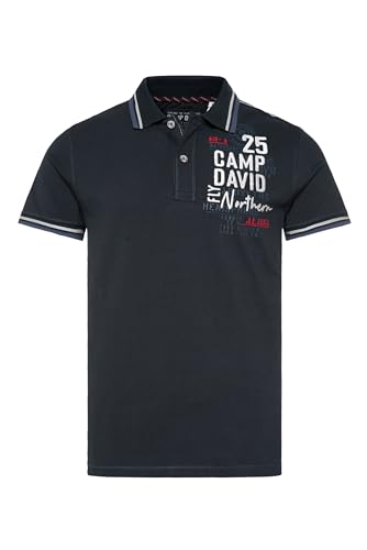 Camp David Herren Pikee-Polo mit Label-Applikationen Frozen Navy L von Camp David