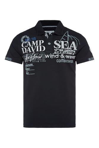 Camp David Herren Pikee-Polo mit Logo Artworks Navy L von Camp David