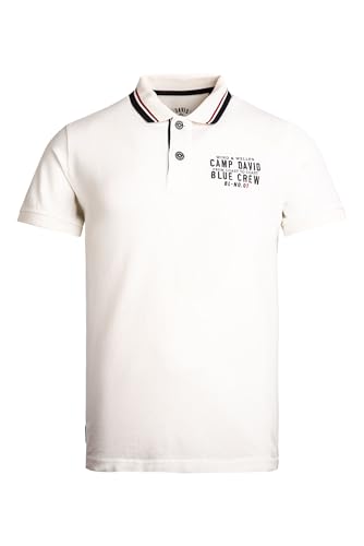 Camp David Herren Pikee-Polo mit Logo-Stickerei Ivory, XXL von Camp David