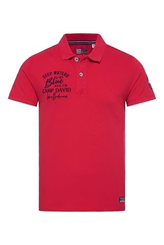 Camp David Herren Pikee-Polo mit Logo-Stickereien Nautical Red, M von Camp David