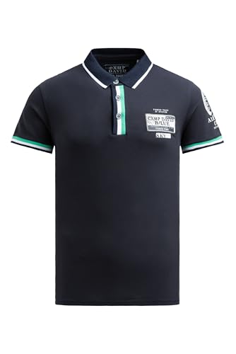 Camp David Herren Pikee-Polo mit Prints und Patches Blue Navy, L von Camp David