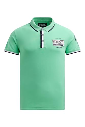 Camp David Herren Pikee-Polo mit Prints und Patches Flight Green, XXL von Camp David