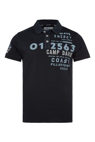 Camp David Herren Pikee-Polo mit Prints und Stickereien Blue Navy L von Camp David