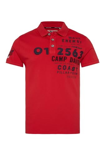 Camp David Herren Pikee-Polo mit Prints und Stickereien Mission Red M von Camp David