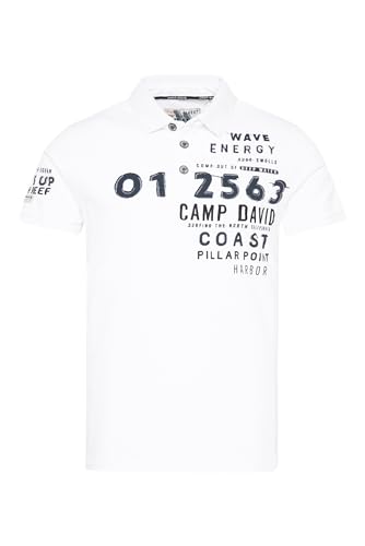 Camp David Herren Pikee-Polo mit Prints und Stickereien Opticwhite L von Camp David