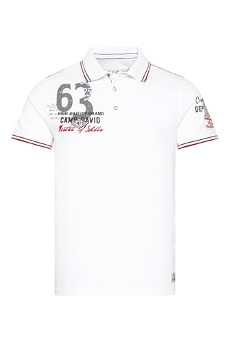 Camp David Herren Pikee-Polo mit Prints und Stickereien Opticwhite XL von Camp David