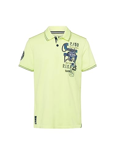 Camp David Herren Pikee-Polo mit Trikotkragen und Artworks Neon Lime L von Camp David