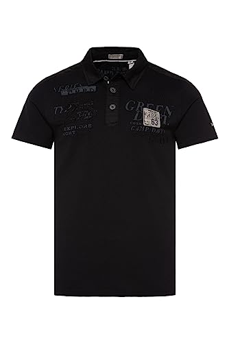 Camp David Herren Pikee-Polo mit tonigen Twill-Details Black L von Camp David