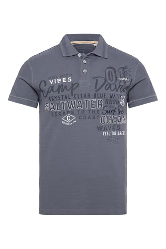 Camp David Herren Polo aus Flammgarn-Pikee mit Label-Applikationen Surf Grey, S von Camp David