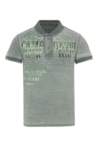 Camp David Herren Polo im Used Look mit Logo Artworks Evergreen, M von Camp David