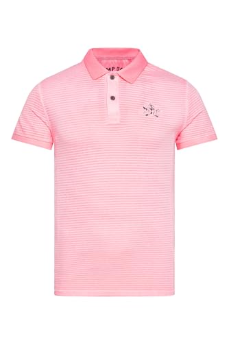 Camp David Herren Polo mit Strukturstreifen und Backprint Neon Punch, 4XL von Camp David