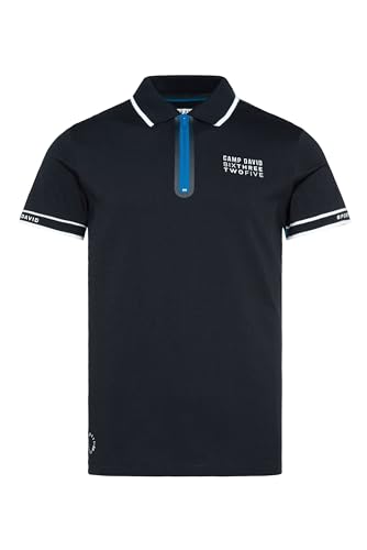 Camp David Herren Polo mit Zipper und Pikee-Einsätzen Blue Navy L von Camp David