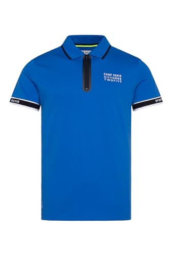 Camp David Herren Polo mit Zipper und Pikee-Einsätzen Tech Blue 4XL von Camp David