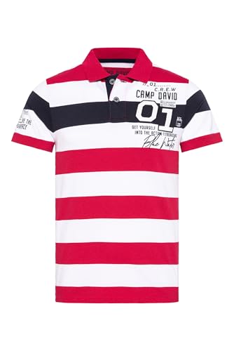 Camp David Herren Polo mit bunten Blockstreifen und Artworks Nautical Red, XXL von Camp David