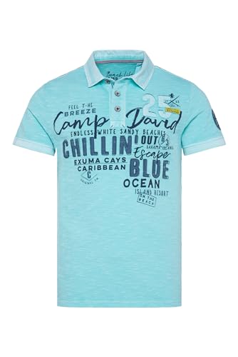 Camp David Herren Poloshirt aus Flammgarn-Pikee Cool Mint L von Camp David