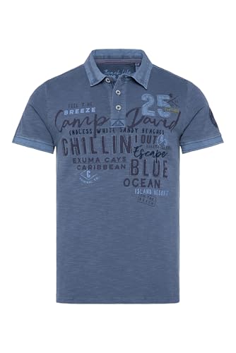 Camp David Herren Poloshirt aus Flammgarn-Pikee Surf Grey L von Camp David