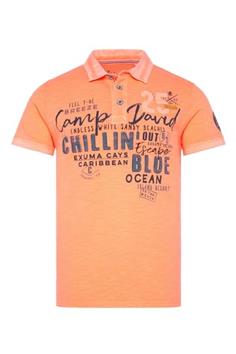 Camp David Herren Poloshirt aus Flammgarn-Pikee Sunset Neon M von Camp David