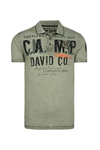 Camp David Herren Poloshirt aus Flammgarn mit Artworks von Camp David