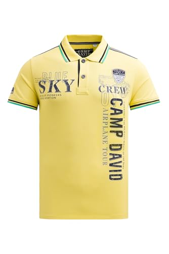 Camp David Herren Poloshirt aus Pikee mit Logo Artworks Yellow Sun, 4XL von Camp David