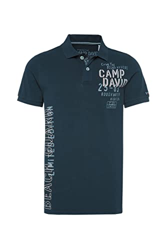 Camp David Herren Poloshirt aus Pikee mit Puff Prints von Camp David