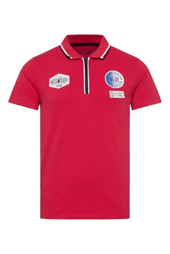 Camp David Herren Poloshirt aus Pikee mit Zipper und Patches Nautical Red, L von Camp David