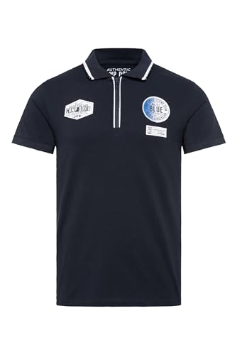 Camp David Herren Poloshirt aus Pikee mit Zipper und Patches Navy, XXL von Camp David