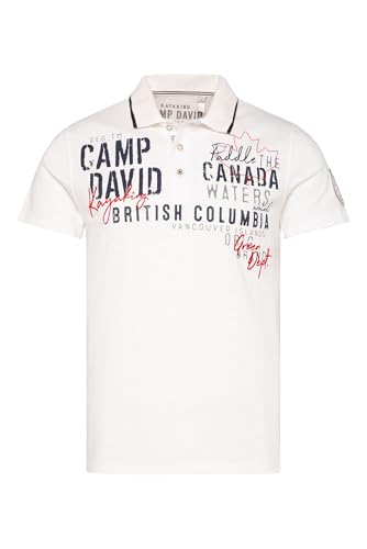 Camp David Herren Poloshirt mit Label-Applikationen Ivory, L von Camp David