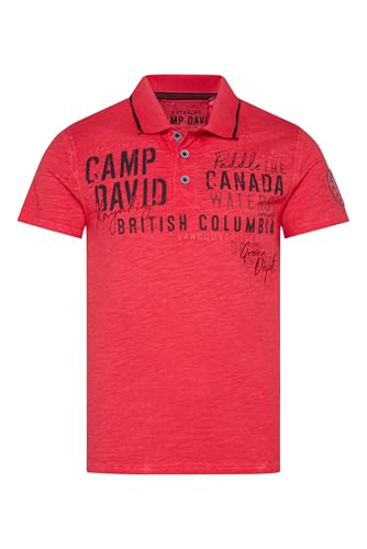 Camp David Herren Poloshirt mit Label-Applikationen Red Orange, XXL von Camp David