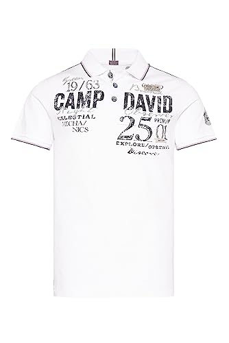 Camp David Herren Poloshirt mit Label-Applikationen Opticwhite XXL von Camp David