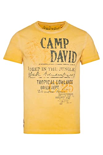 Camp David Herren Rundhalsshirt mit beidseitigen Logo Prints, Mountain Yellow, (CG2303-3470-41) von Camp David