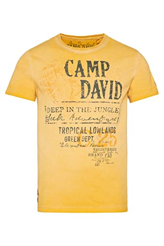 Camp David Herren Rundhalsshirt mit beidseitigen Logo Prints, Mountain Yellow, CG2303-3470-41 von Camp David