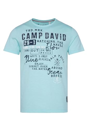 Camp David Herren Rundhalsshirt mit Wording Print Cool Mint XXXL von Camp David