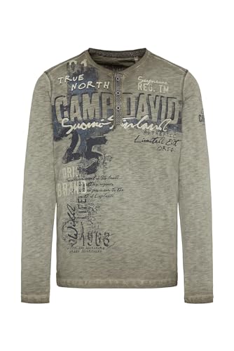 Camp David Herren Henley-Langarmshirt mit Used Look von Camp David