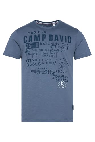 Camp David Herren Rundhalsshirt mit Wording Print Surf Grey XXXL von Camp David
